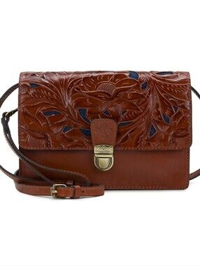 Patricia Nash Hand-Tooled Brown Leather Crossbody Bag